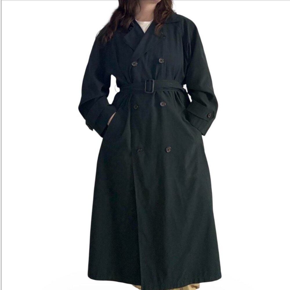 Neiman Marcus Dark‎ Green Trench Coat With Belt